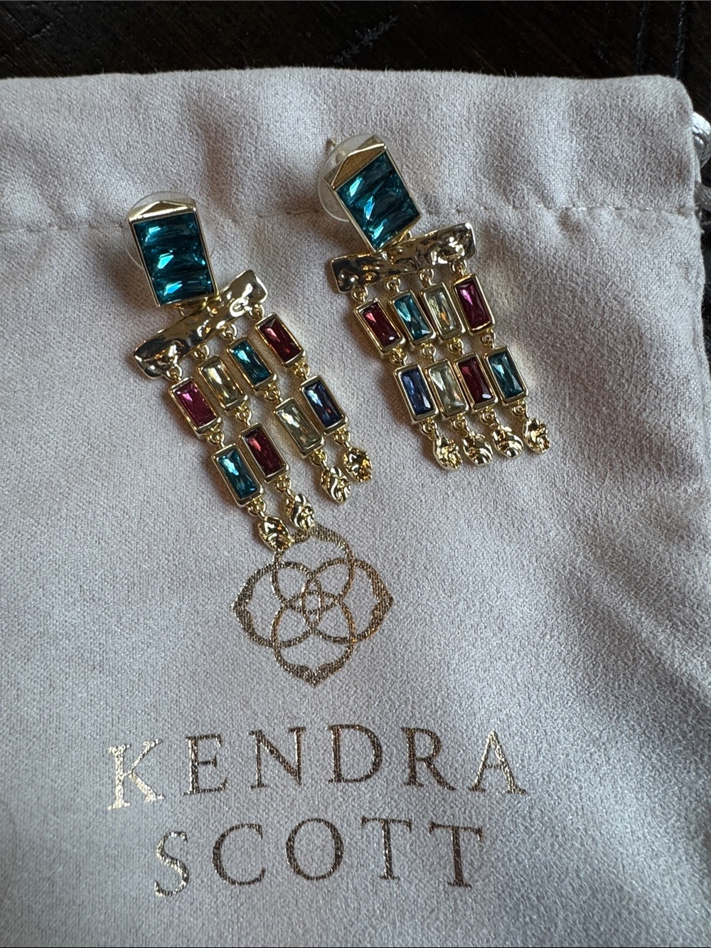 Kendra Scott Multicolor Crystal Chandelier Drop Earrings - Gold
